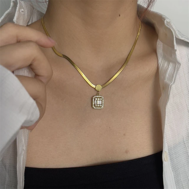 Collier chaîne baguette italienne pour femme💎