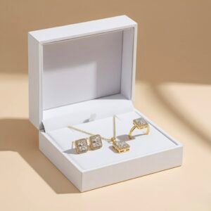 1 paire de boucles d'oreilles + 1 collier + 1 bague élégant ensemble de bijoux