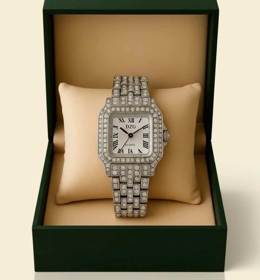 Montre à pointeur carré avec stress